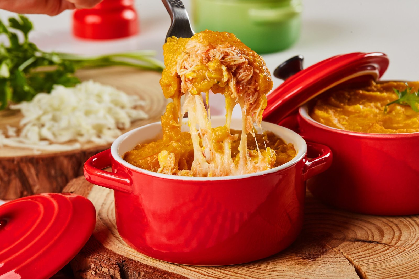 Escondidinho de abóbora com frango desfiado