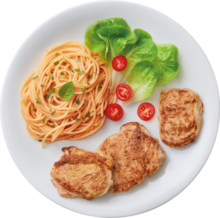 Espaguete com filé de coxa e sobrecoxa grelhado Nat Pronto Já